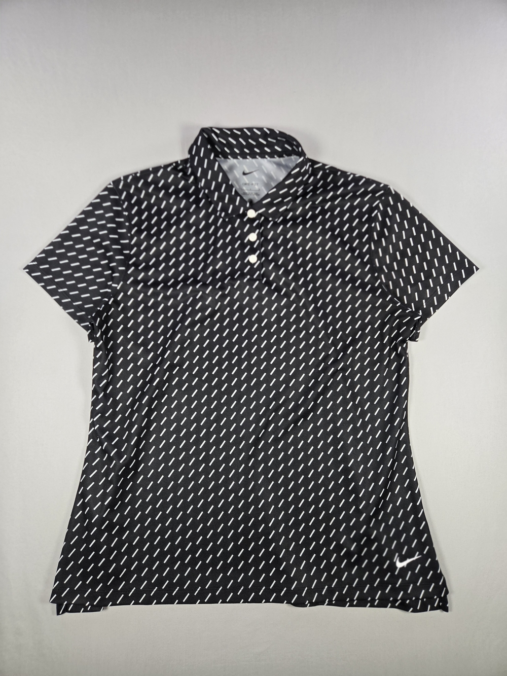 Nike Golf Dri-FIT Victory Polo Shirt Size Large Black White Dashed Swoosh